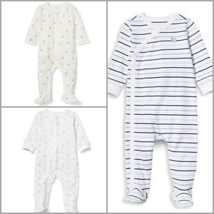 Janie and Jack bundle 3 snap footie 0-3months